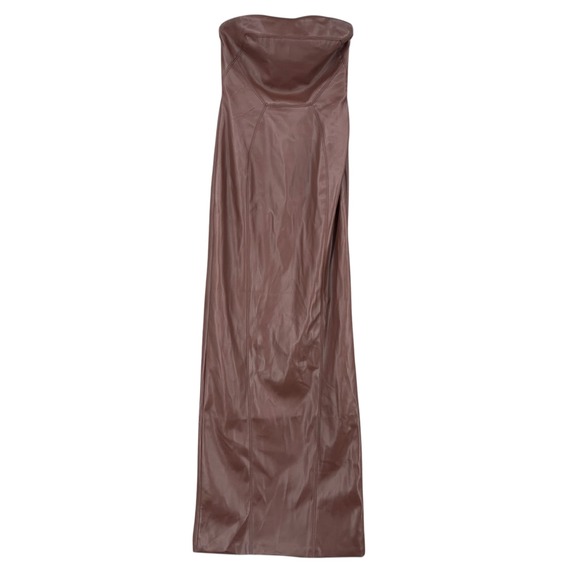 Oh Polly Dresses & Skirts - Oh‎ Polly Brown Faux Leather Strapless Maxi Dress with Slit - US 4 UK 8